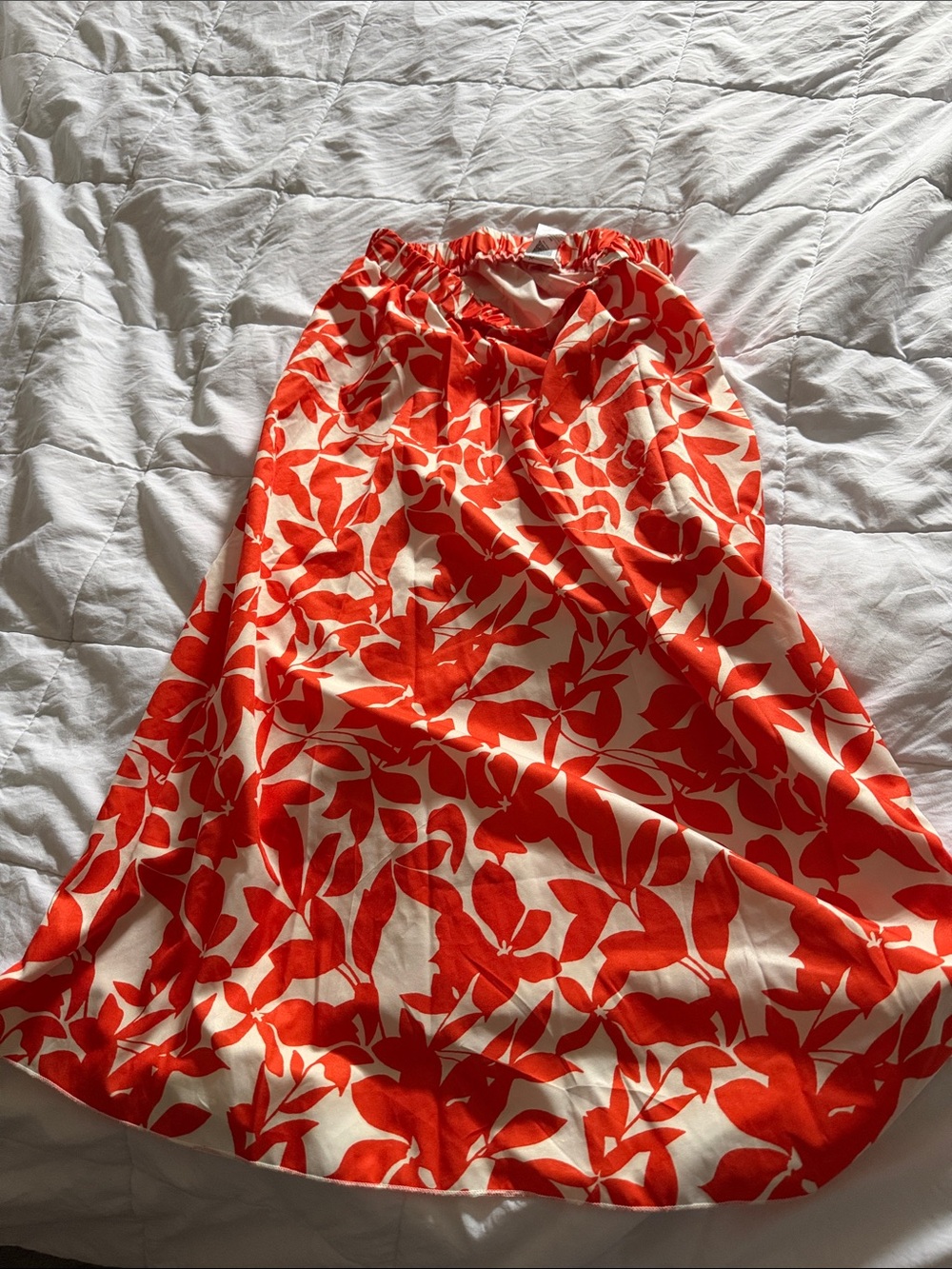 SHEIN Red and Cream Floral Maxi Skirt